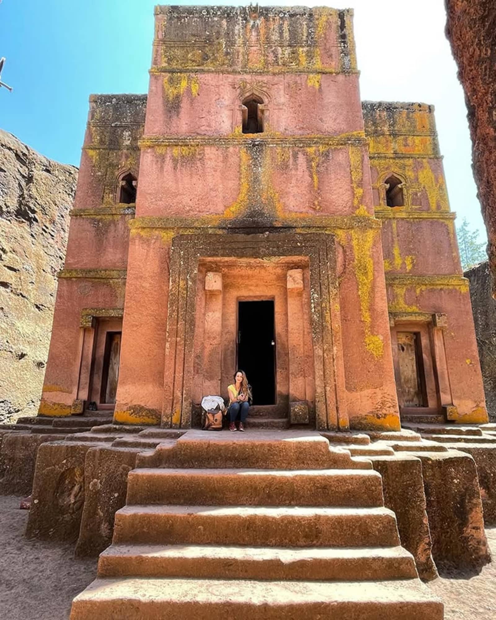 Rock-hewn church of Lalibela in warm light